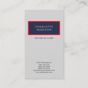 Carte De Visite Moderne Simple Bleu Rouge Gris Minimaliste Plain