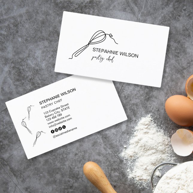 Carte De Visite Moderne Simple boulangerie Chef traiteur Cupcake (Créateur téléchargé)