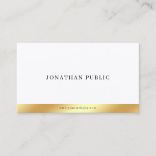 Carte De Visite Moderne Simple Chic Or Blanc Modèle Minimaliste