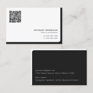 Carte De Visite Moderne simple code QR réseau personnel