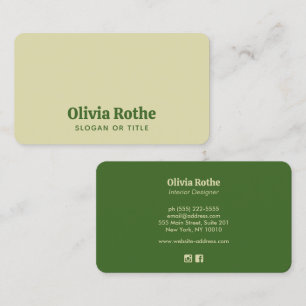 Carte de visite moderne simple Jaune Beige Vert