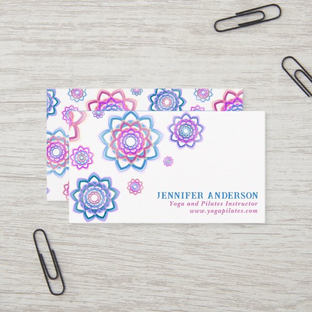 Carte De Visite Moderne simple Lotus Pink Pastel personnalisé (Devant/Arrière en situation)