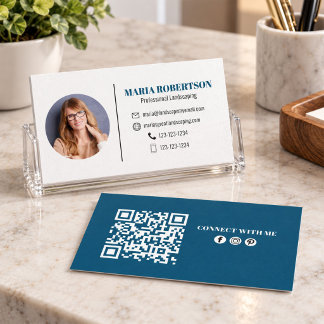 Carte De Visite Moderne Simple Minimaliste Code QR Média Sociaux B