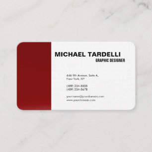 Carte De Visite Moderne simple minimaliste simple blanc rouge