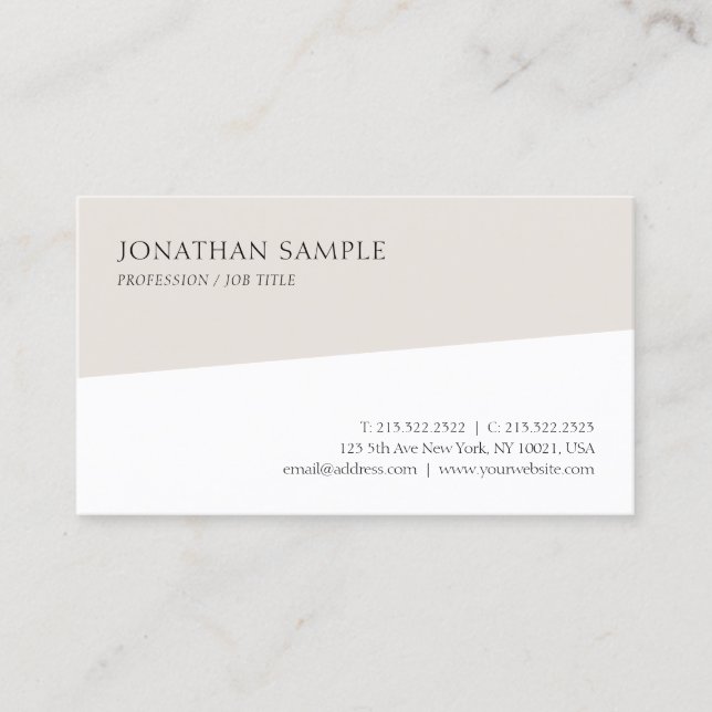Carte De Visite Moderne simple Modèle professionnel élégant (Devant)