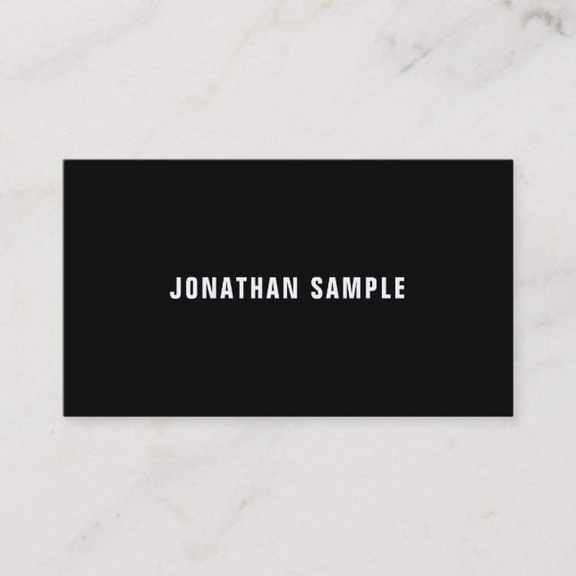 Carte De Visite Moderne Simple Noir Et Blanc Élégant Plat Luxe (Devant)