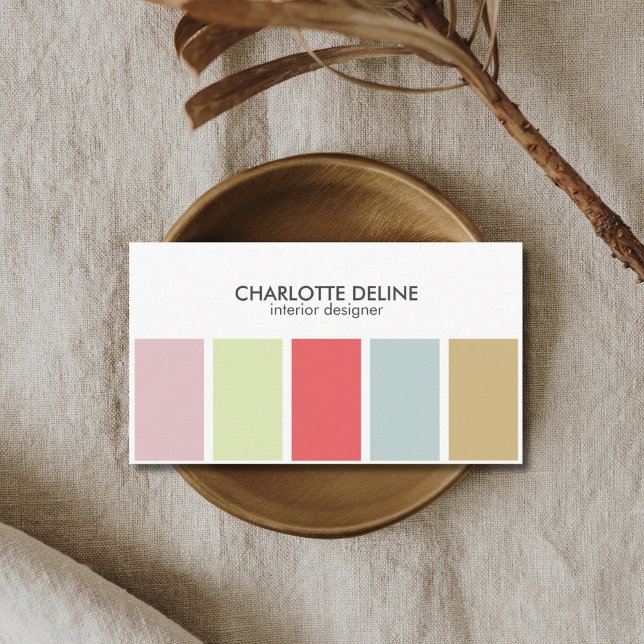 Carte De Visite Moderne Simple Pastel Décor En Grille (Créateur téléchargé)