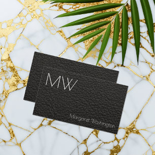 Carte De Visite Moderne Simple Professionnel Cuir Noir Minimaliste