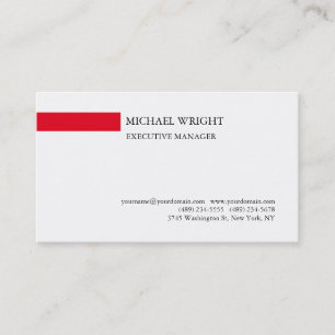 Carte De Visite Moderne simple Rouge Blanc Professionnel