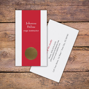 Carte De Visite Moderne Simple Rouge Faux Cooper Cercle Yoga Studi