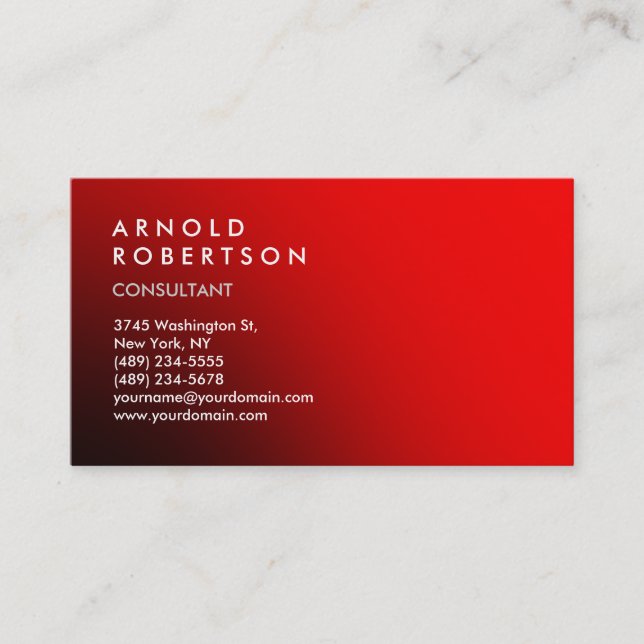 Carte de visite moderne simple simple Rouge tendan (Devant)