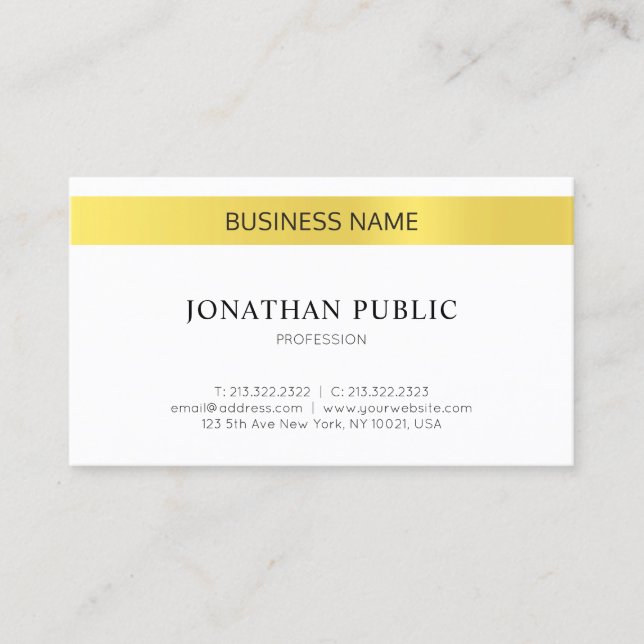 Carte De Visite Moderne Sleek Elegant Gold Trendy Company (Devant)