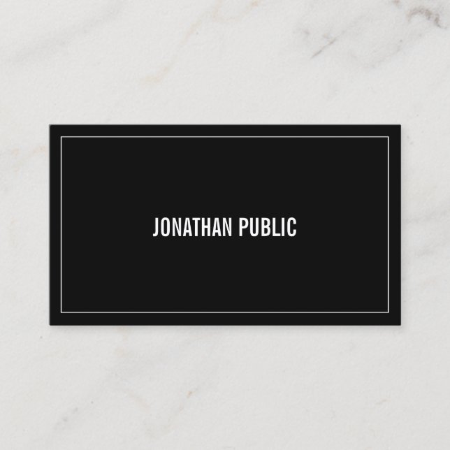 Carte De Visite Moderne Sophistiqué Noir Blanc Élégant Simple (Devant)