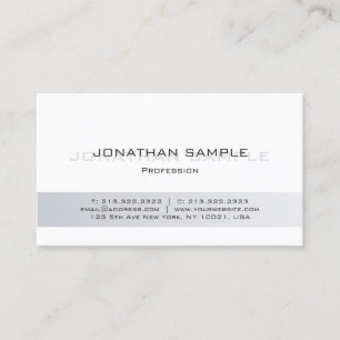 Carte De Visite Moderne Sophistiqué Silver Blanc Plaine tendance