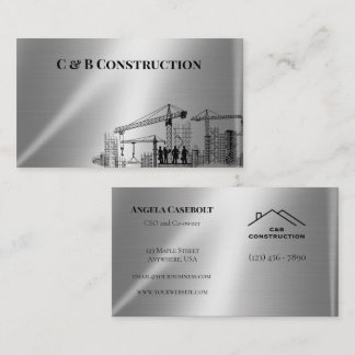 Carte De Visite Moderne Steel Metal Arrière - plan Construction Co