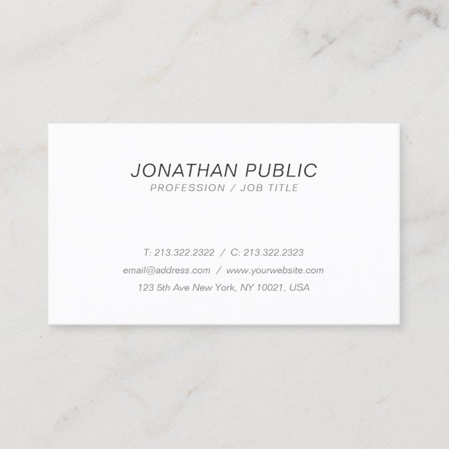 Carte De Visite Moderne Style Italique Blanc Simple Plat tendance (Devant)