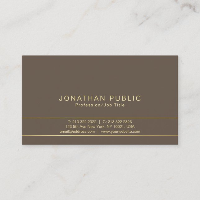 Carte De Visite Moderne tendance, design Brown alliage sobre (Devant)