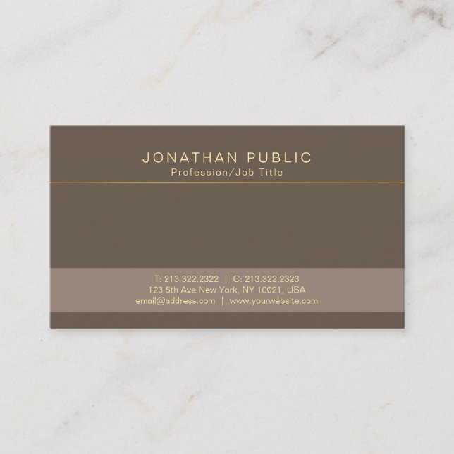 Carte De Visite Moderne tendance, design Brown alliage sobre (Devant)