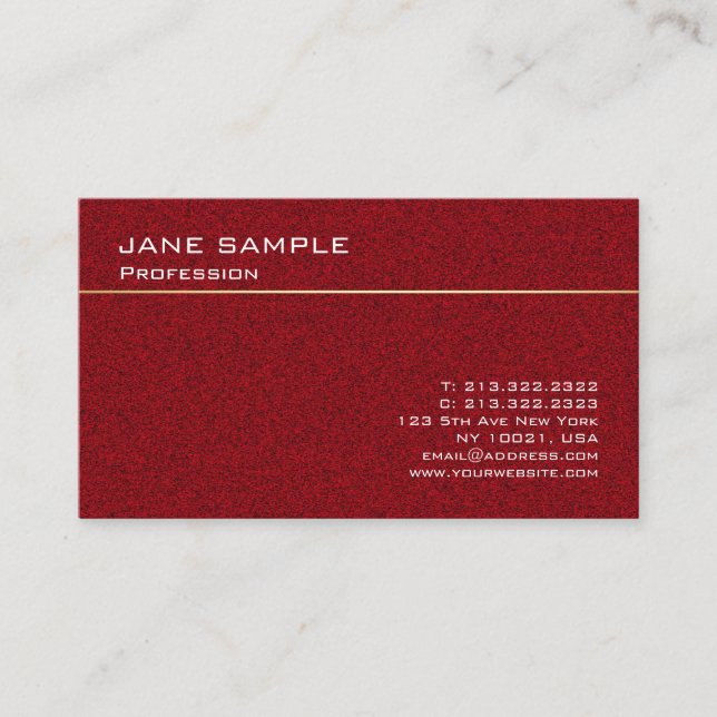 Carte De Visite Moderne tendance Design simple élégant Couleur rou (Devant)