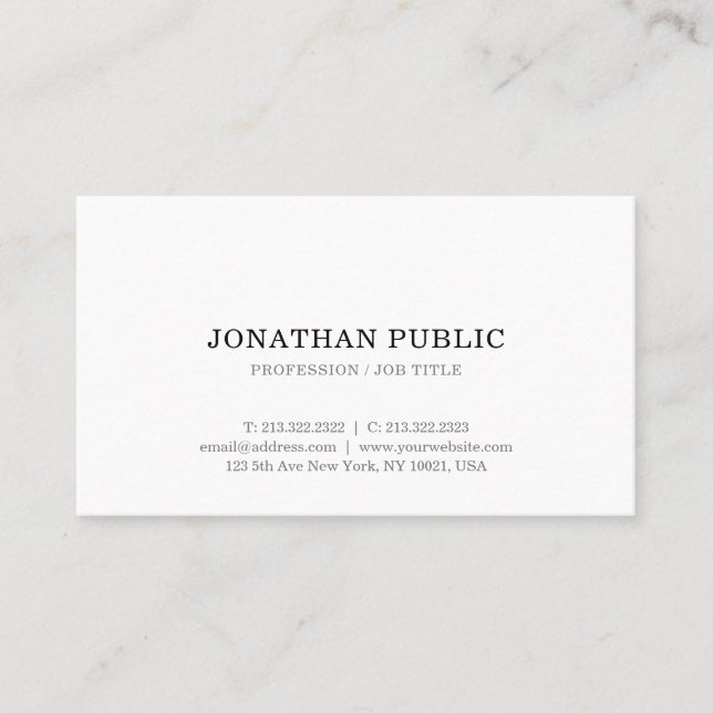 Carte De Visite Moderne tendance Design simple Modèle élégant (Devant)