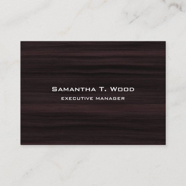 Carte De Visite Moderne tendance Elégant Brown Wood Directeur exéc (Devant)