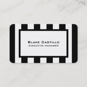 Carte De Visite Moderne tendance Elégant Noir Blanc rayé