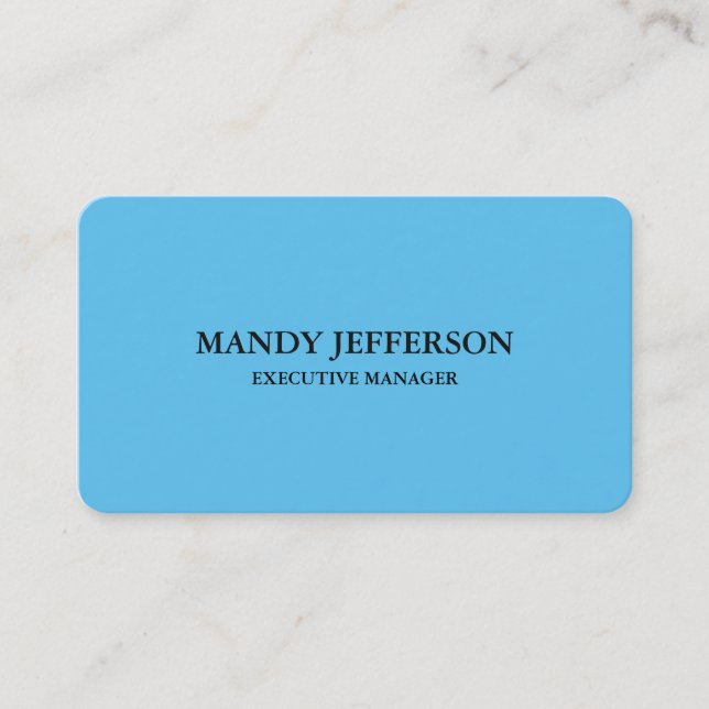 Carte De Visite Moderne tendance Élégant Simple Blue Manager (Devant)