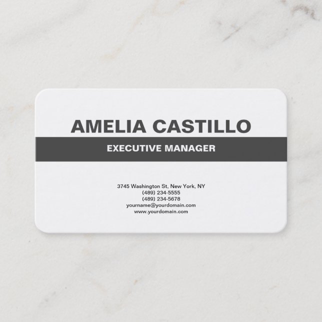 Carte De Visite Moderne tendance Élégant Simple Gris Blanc Gras (Devant)