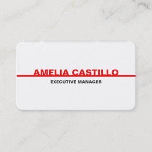 Carte De Visite Moderne tendance Élégant Simple Rouge Blanc Gras