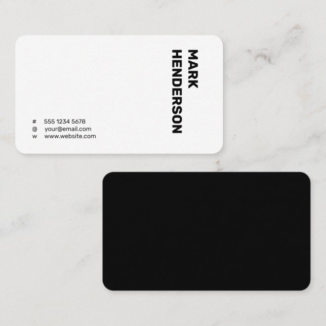 Carte De Visite Moderne tendance minimal noir et blanc (Devant / Derrière)