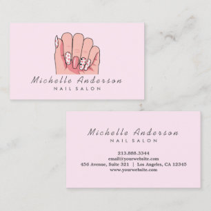 Carte De Visite Moderne tendance Nails Salon Technicien Nail rose