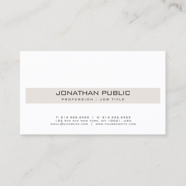 Carte De Visite Moderne tendance Professionnel Élégant Simple Plai (Devant)