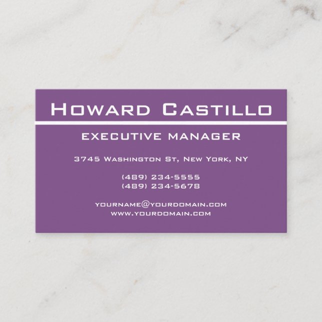 Carte De Visite Moderne tendance Purple Professionnel élégant (Devant)