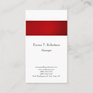 Carte De Visite Moderne tendance sobre minimaliste rouge blanc