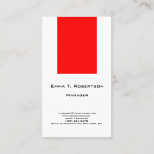 Carte De Visite Moderne tendance sobre minimaliste rouge blanc