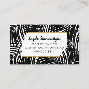 Carte De Visite Moderne Tropical Chic Luxueux Palm Leaf Motif