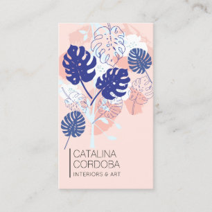 Carte De Visite Moderne Tropical Monstera Leaf Motif Designer III