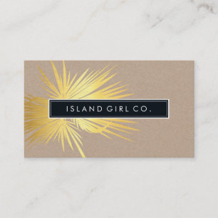 Carte De Visite MODERNE TROPICAL PALM FRONDS logo or kraft tendanc