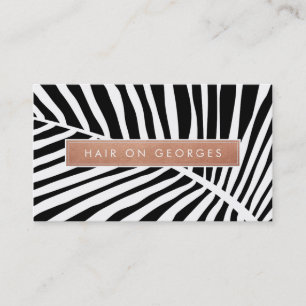 Carte De Visite MODERNE TROPICAL PALM LEAF logo tendance or rose