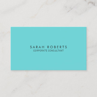 Carte De Visite Moderne Turquoise bleu minimaliste