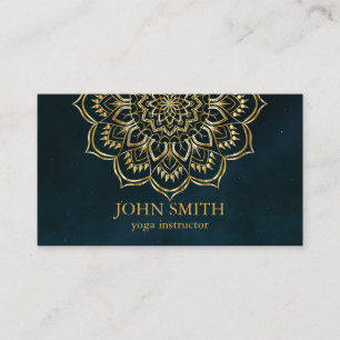 Carte De Visite Moderne Turquoise & Or Mandala Yoga Instructeur Bu