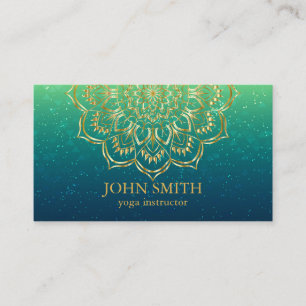 Carte De Visite Moderne Turquoise & Or Mandala Yoga Instructeur Bu