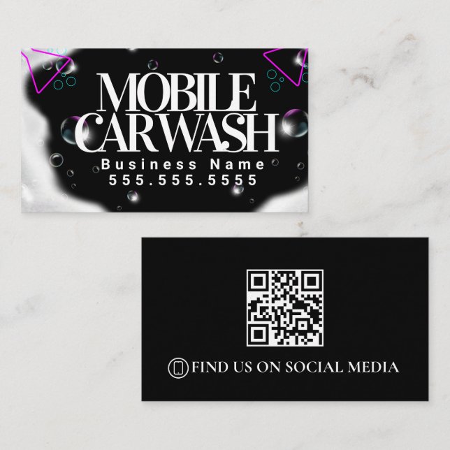 Carte De Visite Moderne véhicule de lavage de voiture mobile Détai (Devant / Derrière)