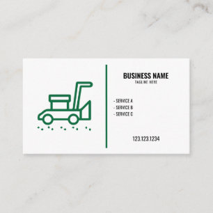 Carte De Visite Moderne vert & blanc Simple tondeuse à lames