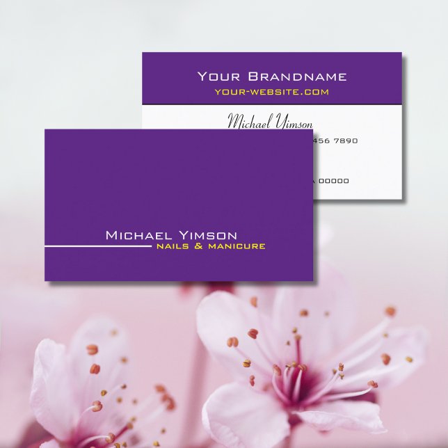Carte De Visite Moderne violet et blanc Simple Chic Professionnel (Créateur téléchargé)
