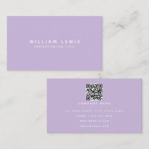Carte De Visite Moderne violet minimaliste moderne Code QR