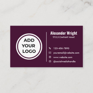 Carte de visite moderne violette avec logo ajouté 