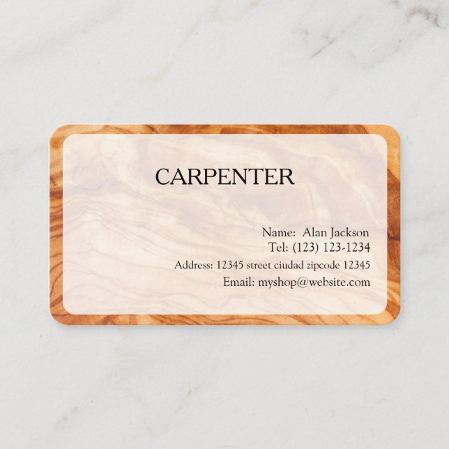 Carte de visite modifiable CARPENTER (Devant)