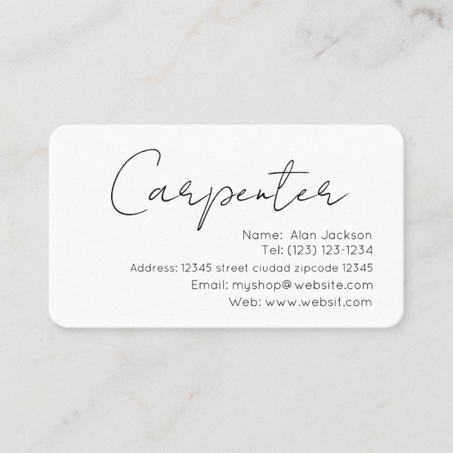 Carte de visite modifiable CARPENTER (Devant)