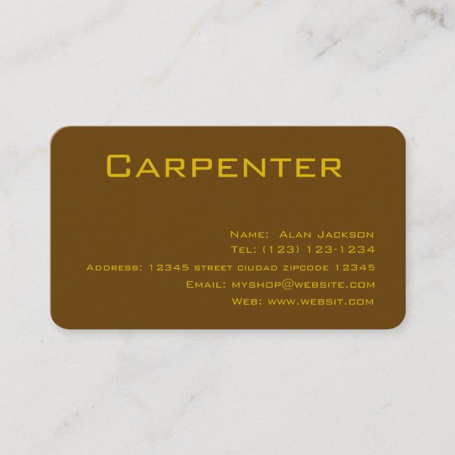 Carte de visite modifiable CARPENTER (Devant)